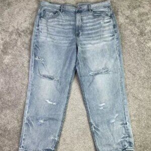 American Eagle Jeans Women's 18 90s Boyfriend Fit High Rise Light Wash Ripped